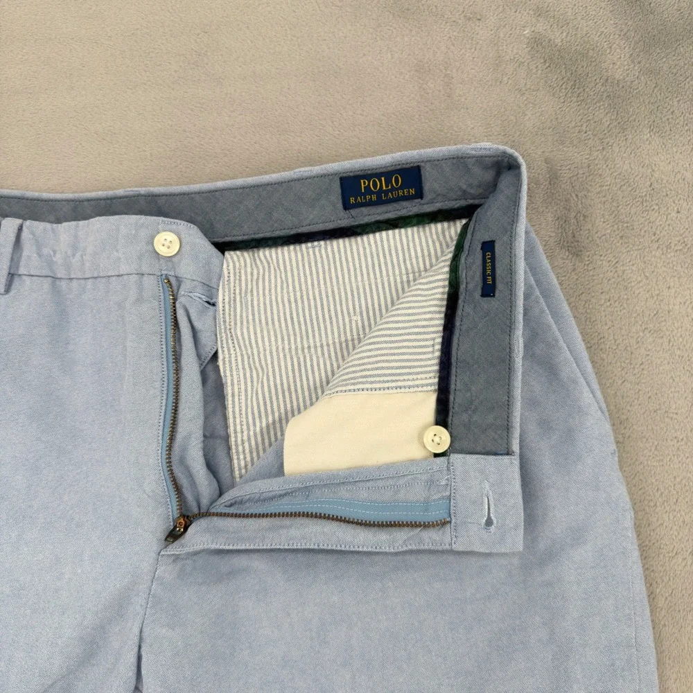 Polo Ralph Lauren Mens Classic Fit Oxford Shorts Light Blue Cotton Size 36 Golf